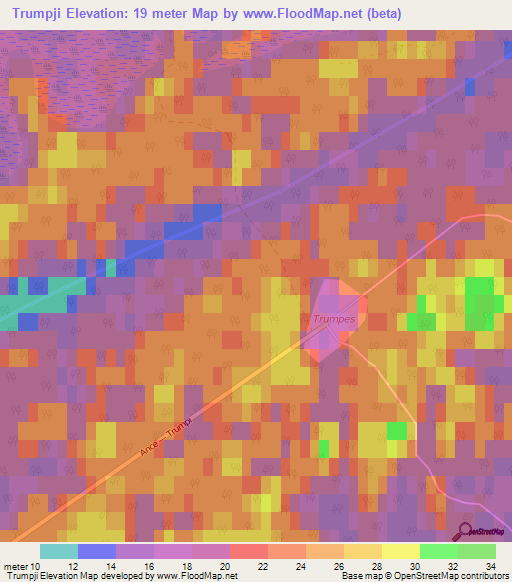 Trumpji,Latvia Elevation Map