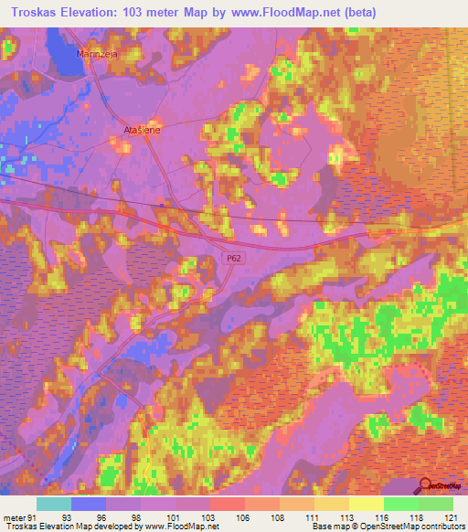 Troskas,Latvia Elevation Map