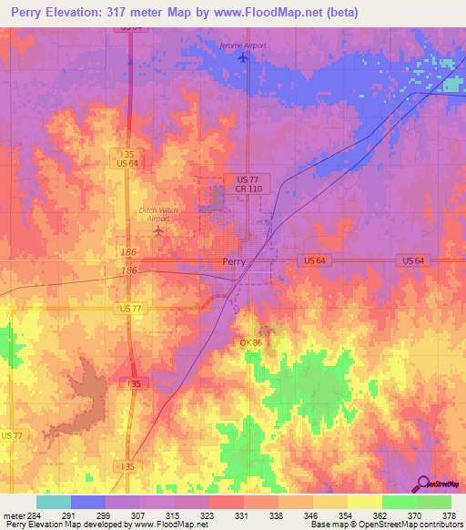 Perry,US Elevation Map