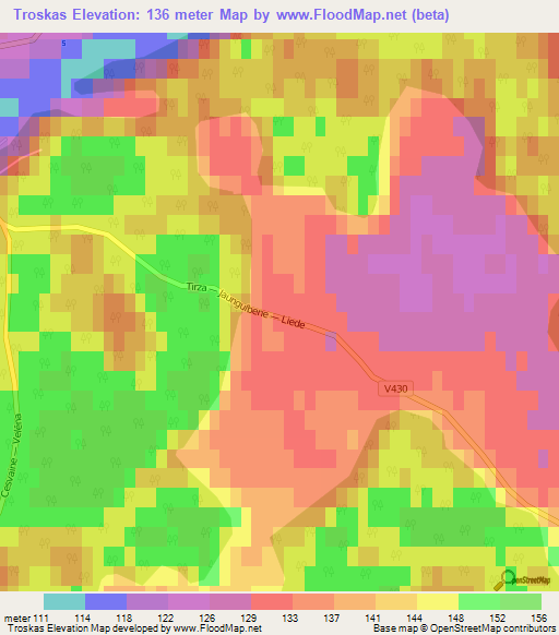 Troskas,Latvia Elevation Map