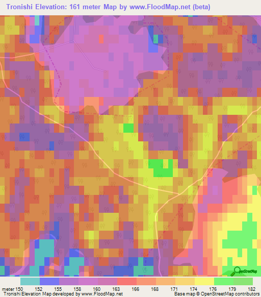 Tronishi,Latvia Elevation Map