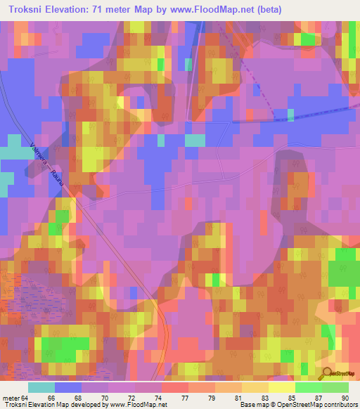 Troksni,Latvia Elevation Map