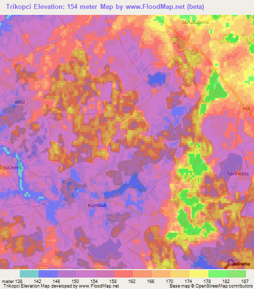 Trikopci,Latvia Elevation Map