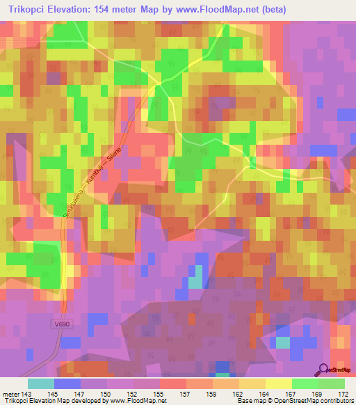 Trikopci,Latvia Elevation Map