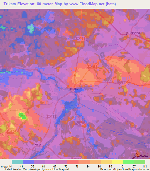 Trikata,Latvia Elevation Map