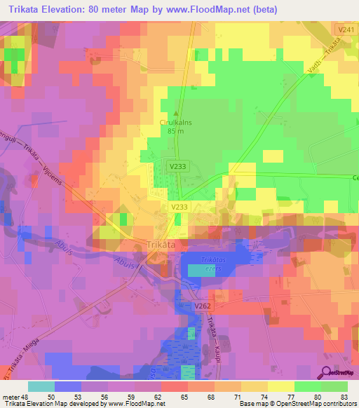 Trikata,Latvia Elevation Map