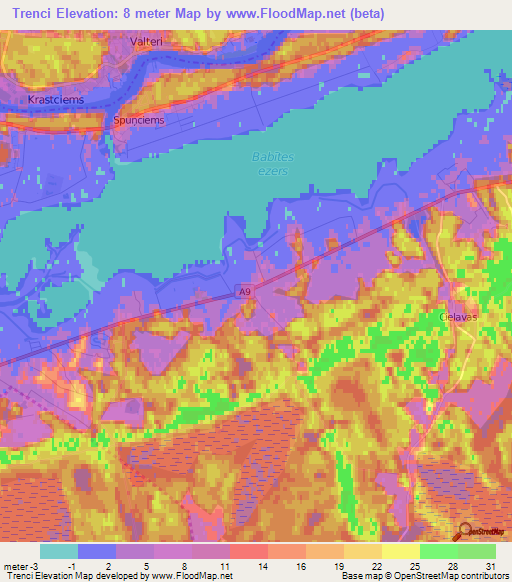 Trenci,Latvia Elevation Map