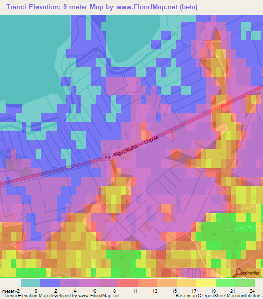 Trenci,Latvia Elevation Map