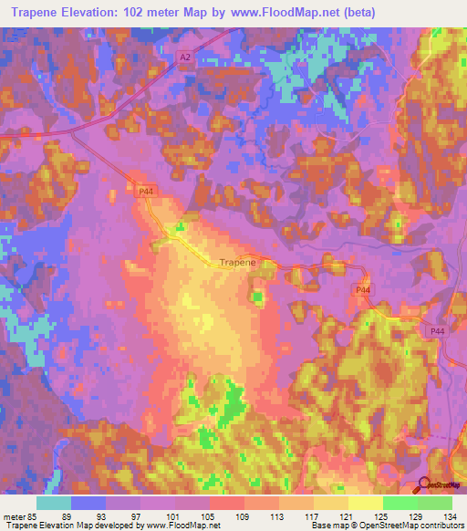 Trapene,Latvia Elevation Map