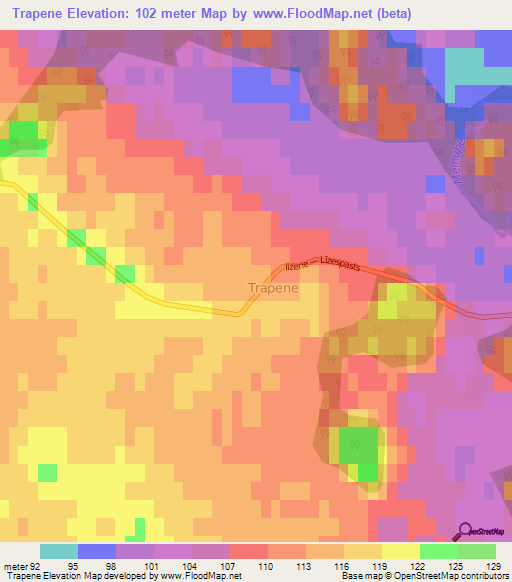 Trapene,Latvia Elevation Map