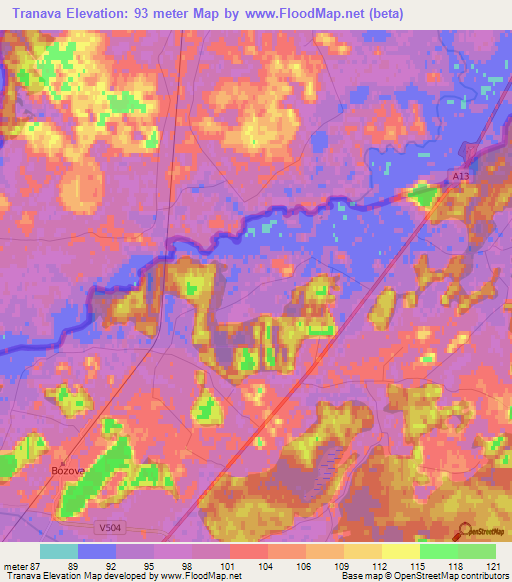 Tranava,Latvia Elevation Map