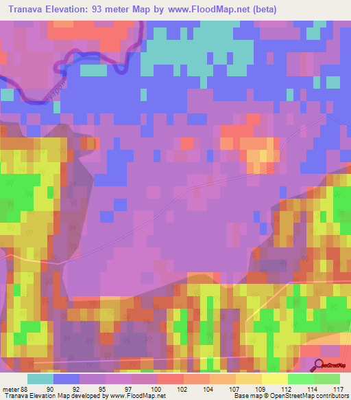 Tranava,Latvia Elevation Map