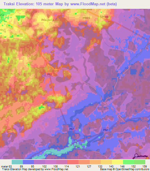 Traksi,Latvia Elevation Map