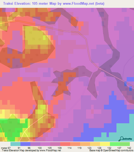 Traksi,Latvia Elevation Map