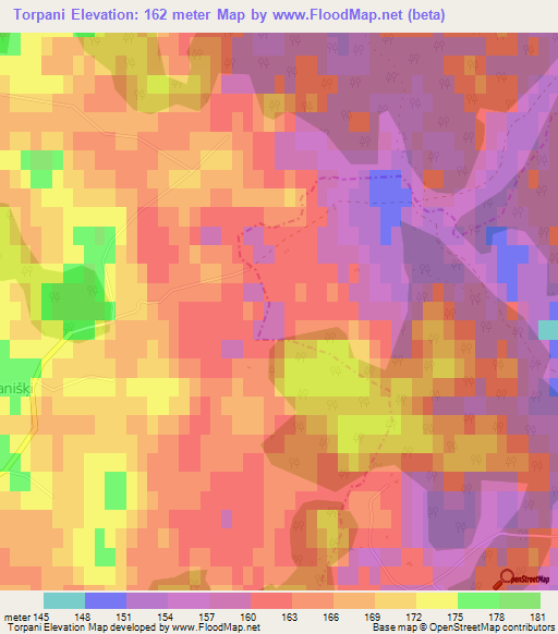 Torpani,Latvia Elevation Map