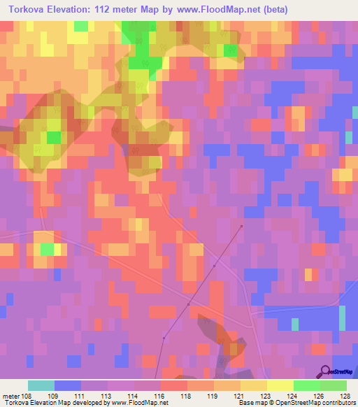 Torkova,Latvia Elevation Map