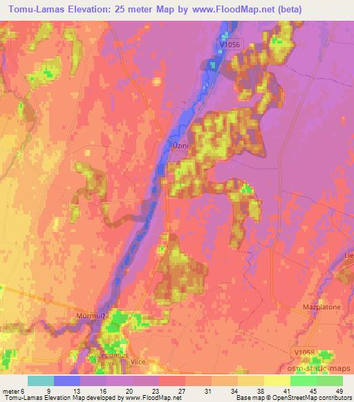 Tomu-Lamas,Latvia Elevation Map