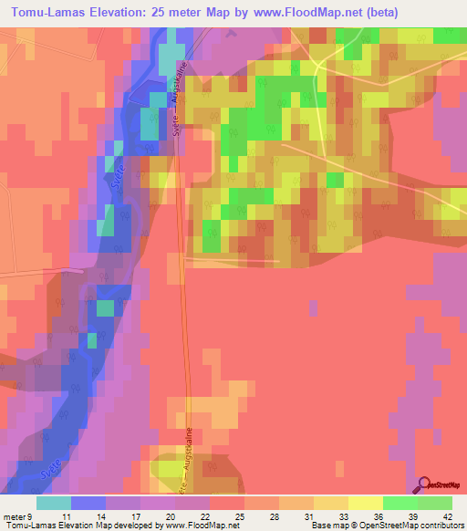 Tomu-Lamas,Latvia Elevation Map