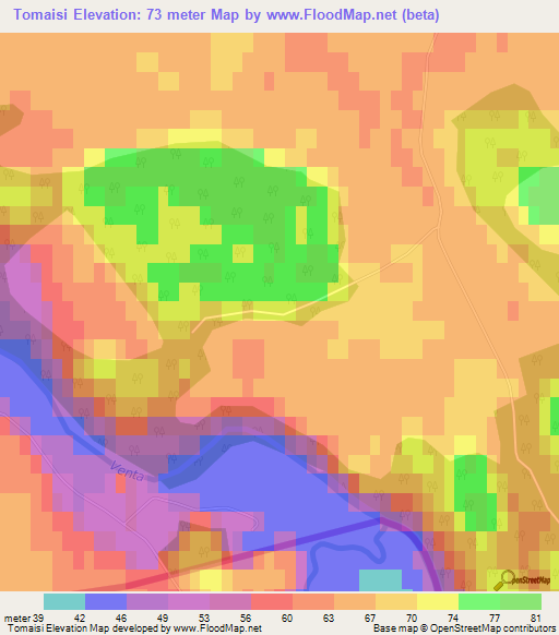 Tomaisi,Latvia Elevation Map