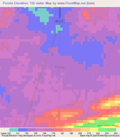 Pocola,US Elevation Map