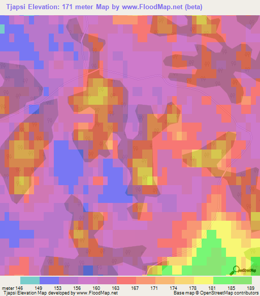 Tjapsi,Latvia Elevation Map