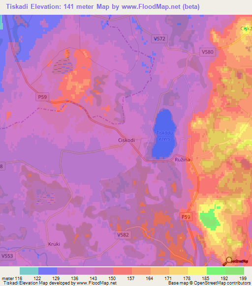 Tiskadi,Latvia Elevation Map