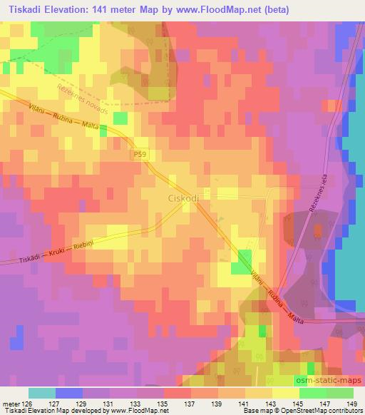 Tiskadi,Latvia Elevation Map