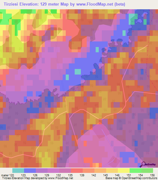 Tirziesi,Latvia Elevation Map