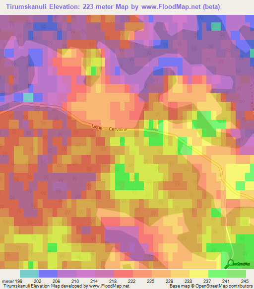 Tirumskanuli,Latvia Elevation Map