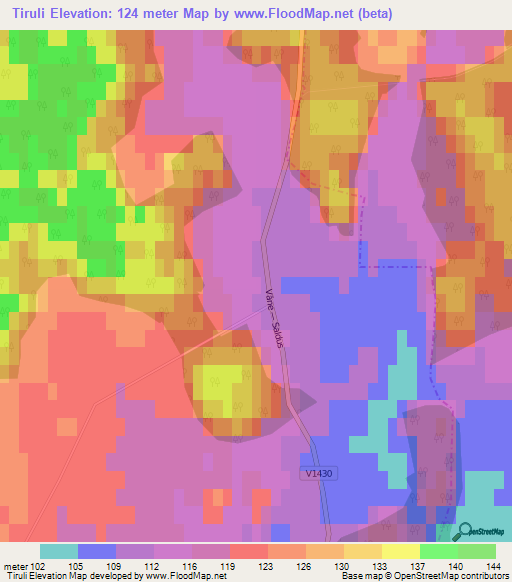 Tiruli,Latvia Elevation Map