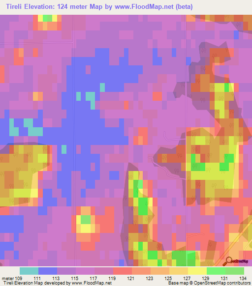 Tireli,Latvia Elevation Map