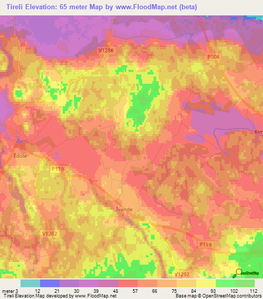 Tireli,Latvia Elevation Map