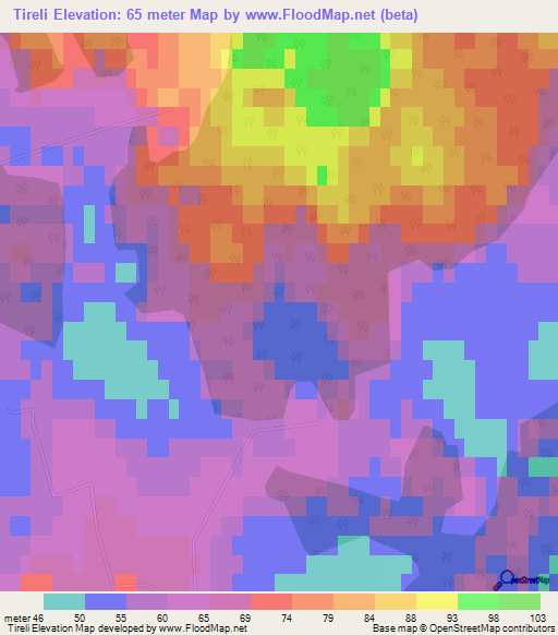 Tireli,Latvia Elevation Map