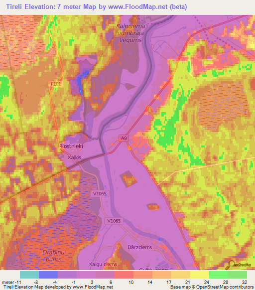 Tireli,Latvia Elevation Map