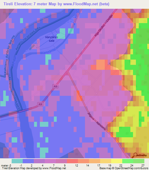 Tireli,Latvia Elevation Map