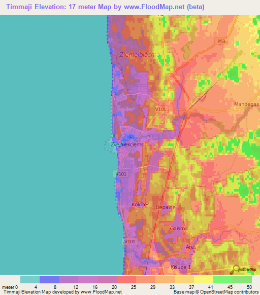 Timmaji,Latvia Elevation Map