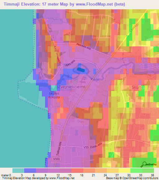 Timmaji,Latvia Elevation Map