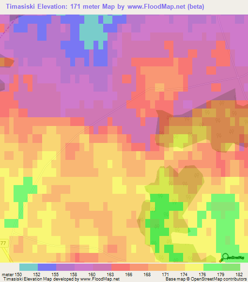 Timasiski,Latvia Elevation Map