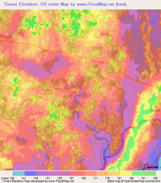 Timani,Latvia Elevation Map