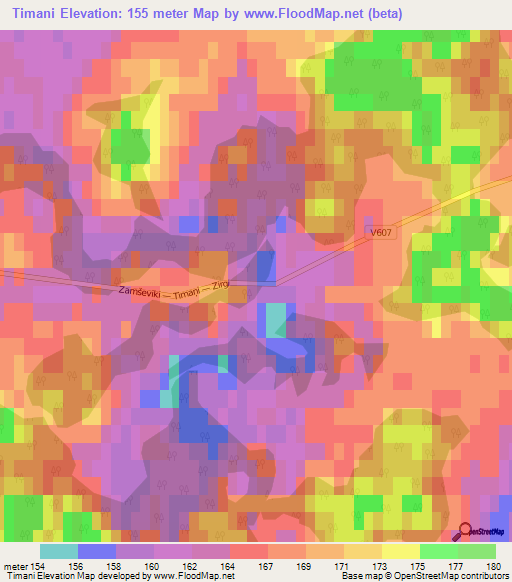 Timani,Latvia Elevation Map