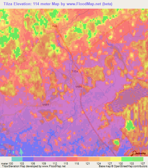 Tilza,Latvia Elevation Map