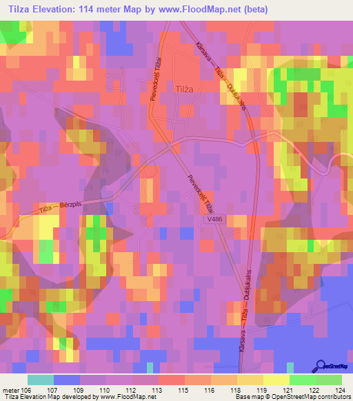 Tilza,Latvia Elevation Map