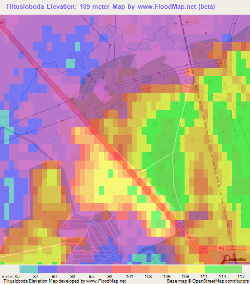 Tiltusloboda,Latvia Elevation Map