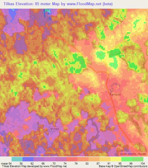 Tilkas,Latvia Elevation Map