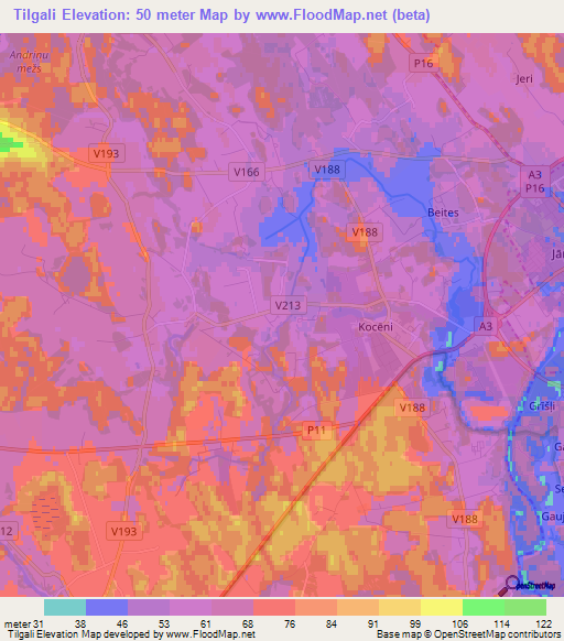 Tilgali,Latvia Elevation Map