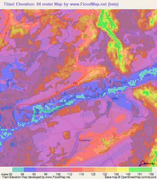 Tilani,Latvia Elevation Map