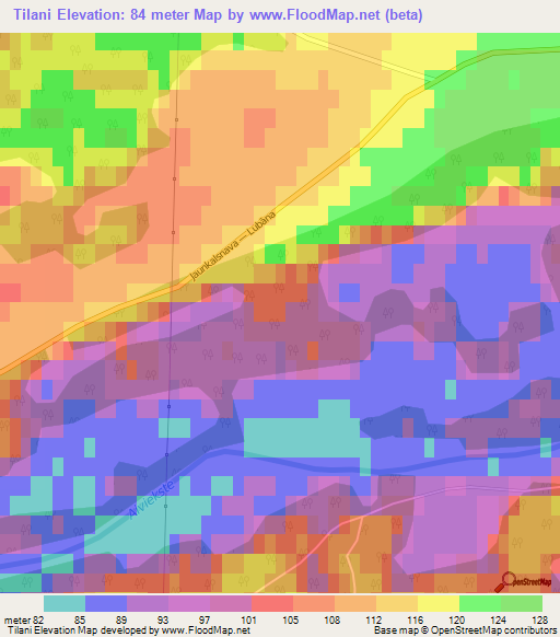 Tilani,Latvia Elevation Map