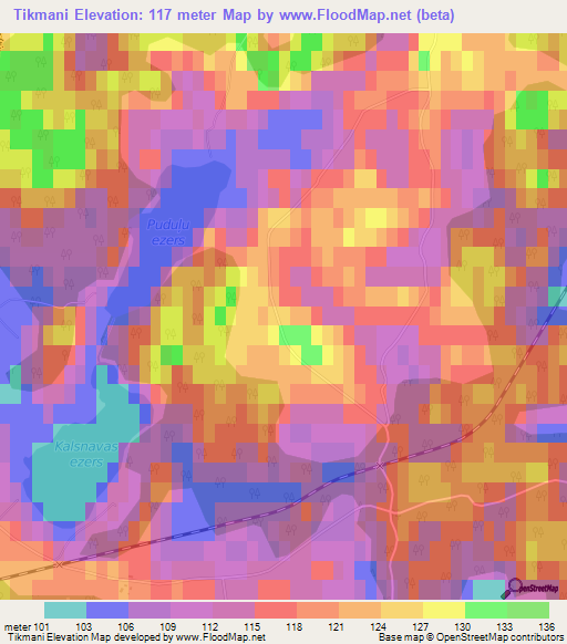 Tikmani,Latvia Elevation Map