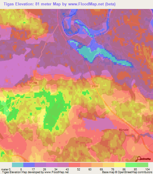 Tigas,Latvia Elevation Map