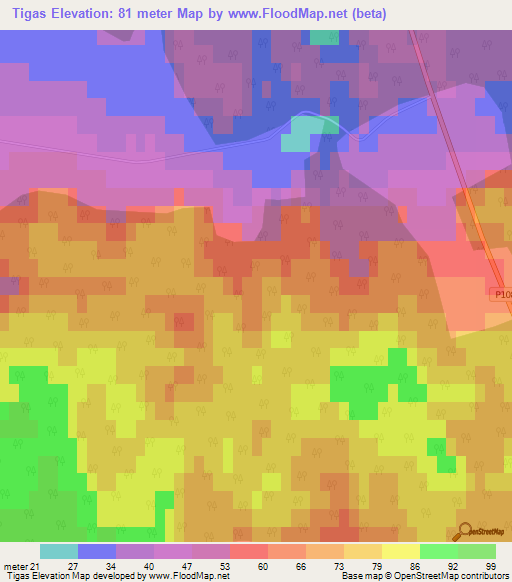 Tigas,Latvia Elevation Map